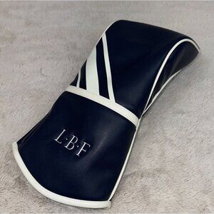 MARK & GRAHAM Vegan Leather Navy Golf Driver Club Cover Mono “LBF” NWOT